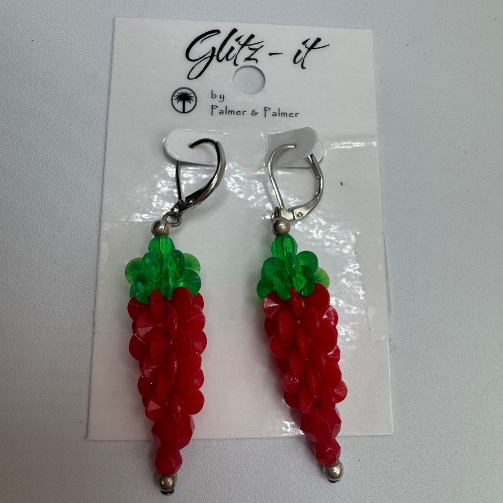 Christmas Red and Green Earrings Sterling hook